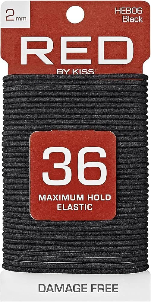 Red by Kiss Elastic Hair Bands 36pc 2mm Black HEB06