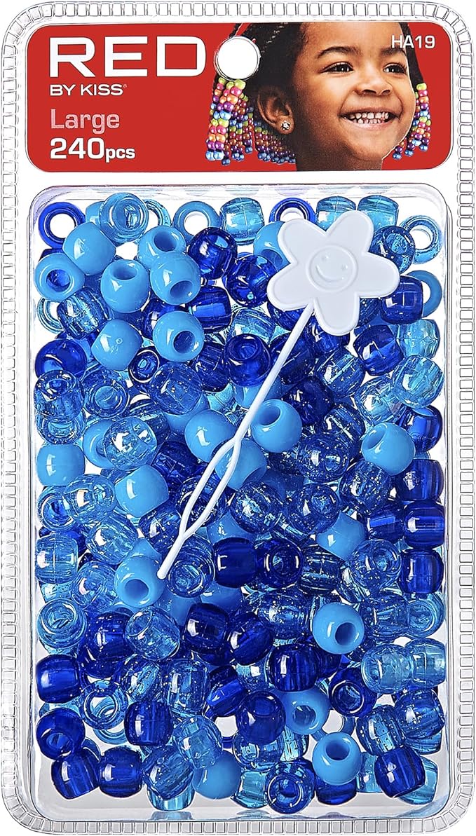 Red by Kiss Hair Beads Large Blue Assorted 240pc HA19