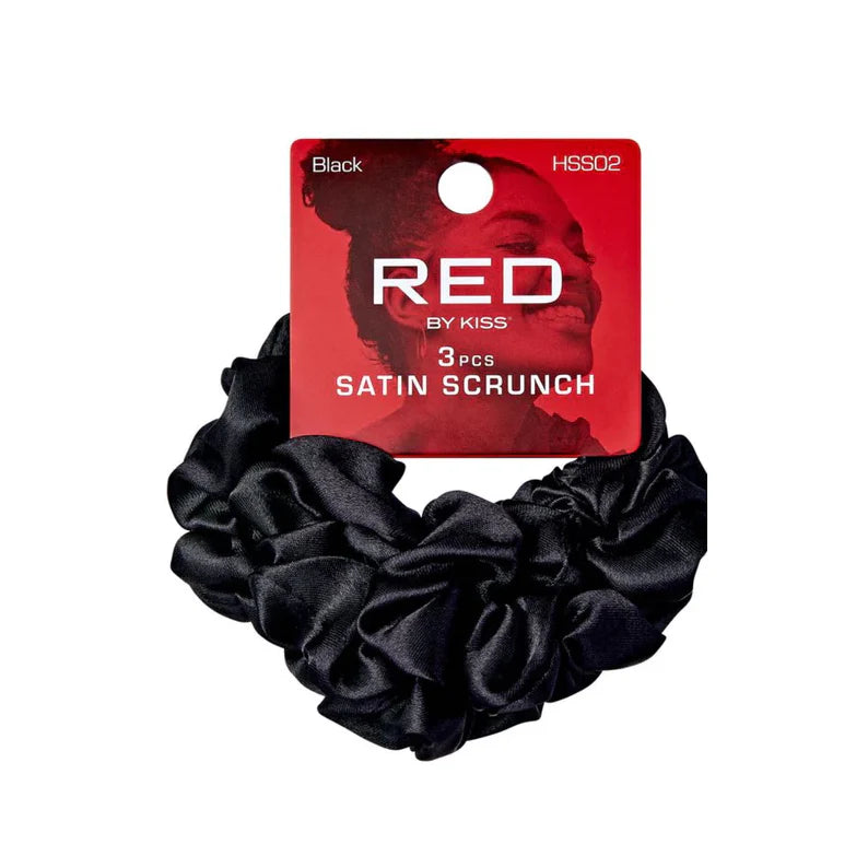 Red by Kiss Satin Scrunchies 3pc Black HSS02