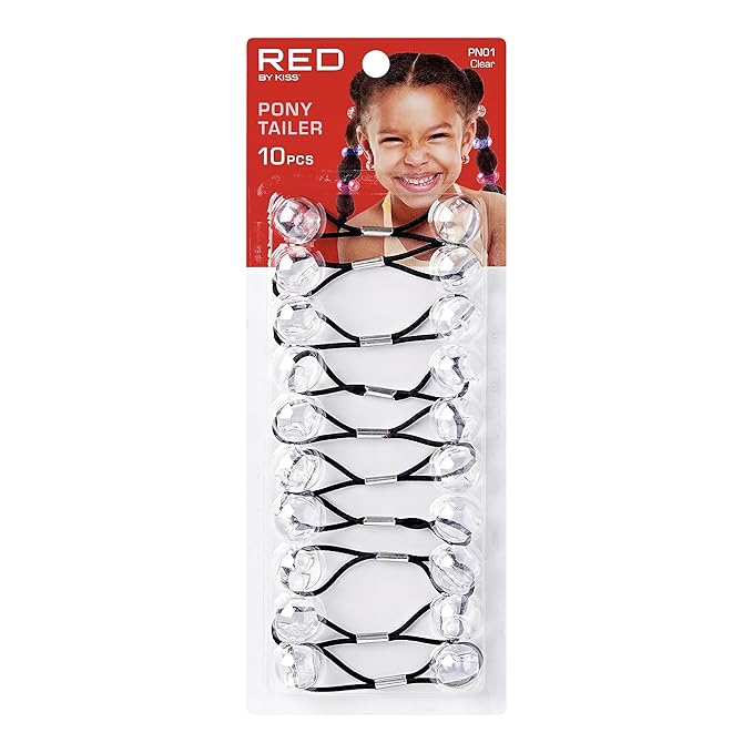 Red by Kiss Hair Tie Bobbles Clear 10pc PN01