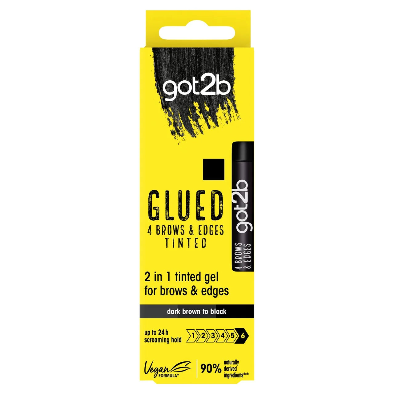 Got2b Glued 2 in 1 Styling Gel for Brows and Edges Tinted - Dark Brown to Black 16ml