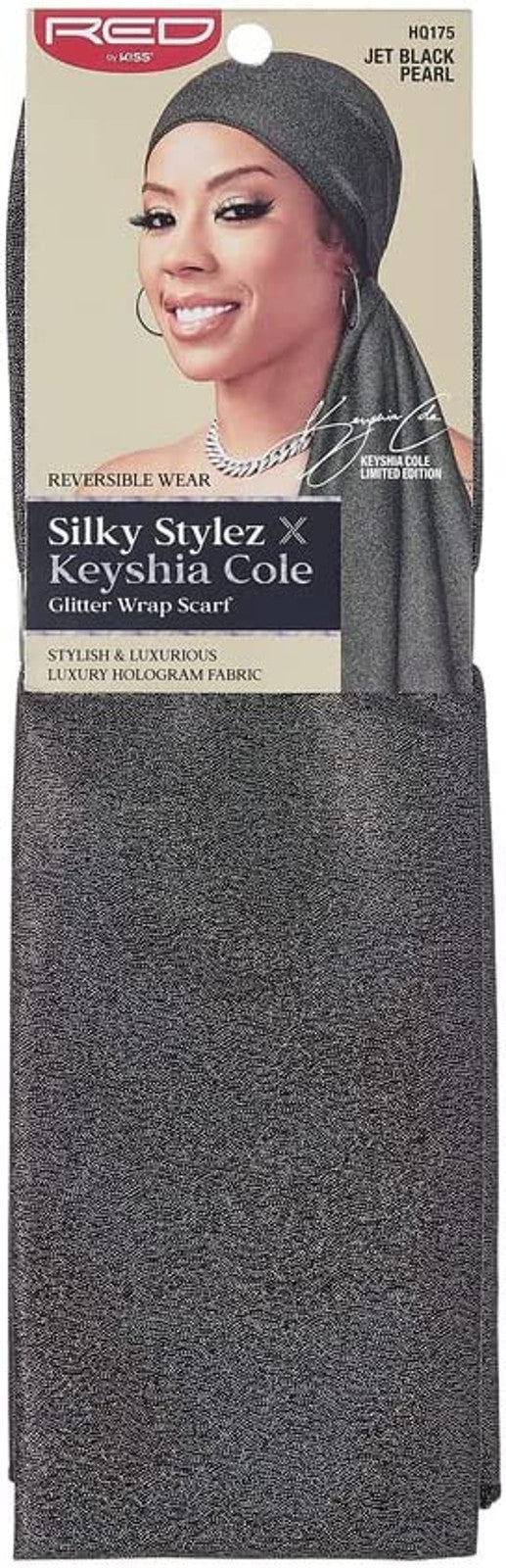 Red by Kiss Glitter Wrap Scarf Jet Black Pearl HQ175