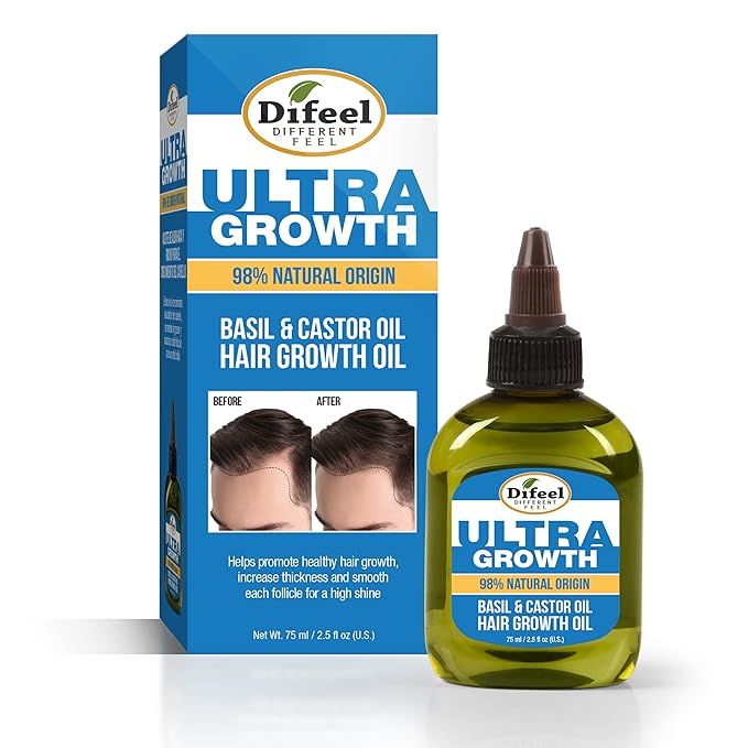 Difeel Ultra Growth Basil and Castor Mens Hair Growth Oil 2.5oz