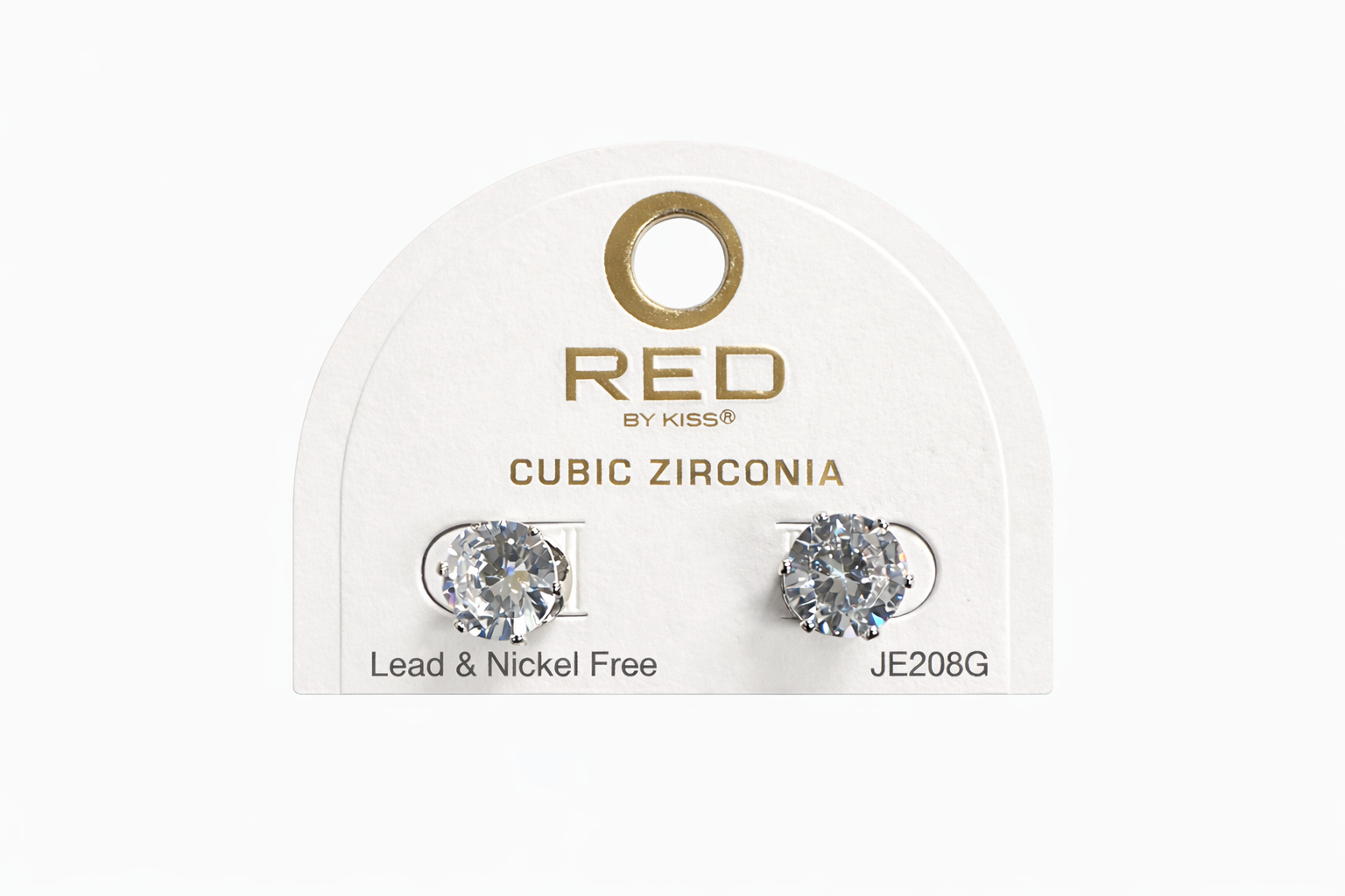 Red by Kiss Cubic Zirconia Earrings Round 10mm JE208G