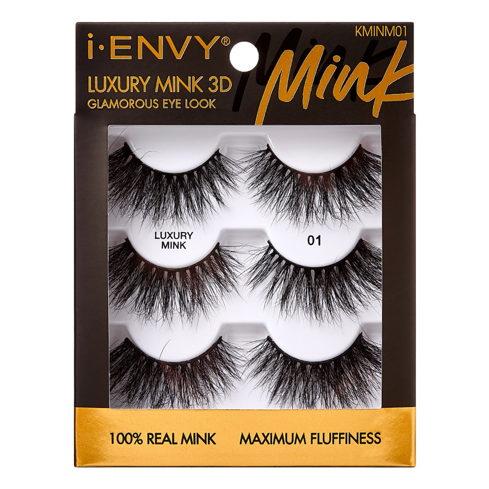 i Envy by Kiss Luxury Mink 3D Eyelashes 3 Pack 01