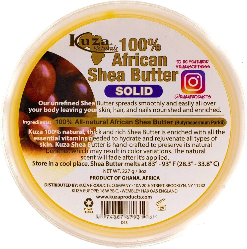 Kuza 100% Pure African Shea Butter Yellow Solid 8oz