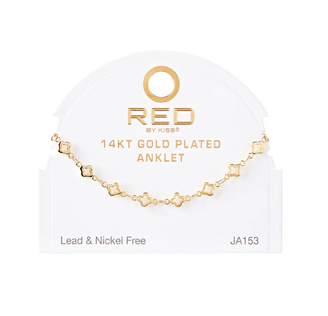 Red by Kiss 14kt Gold Plated Anklet Clover JA153