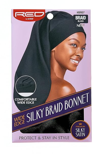 Red by Kiss Luxury Satin Wide Edge Braid Bonnet Black HBR07